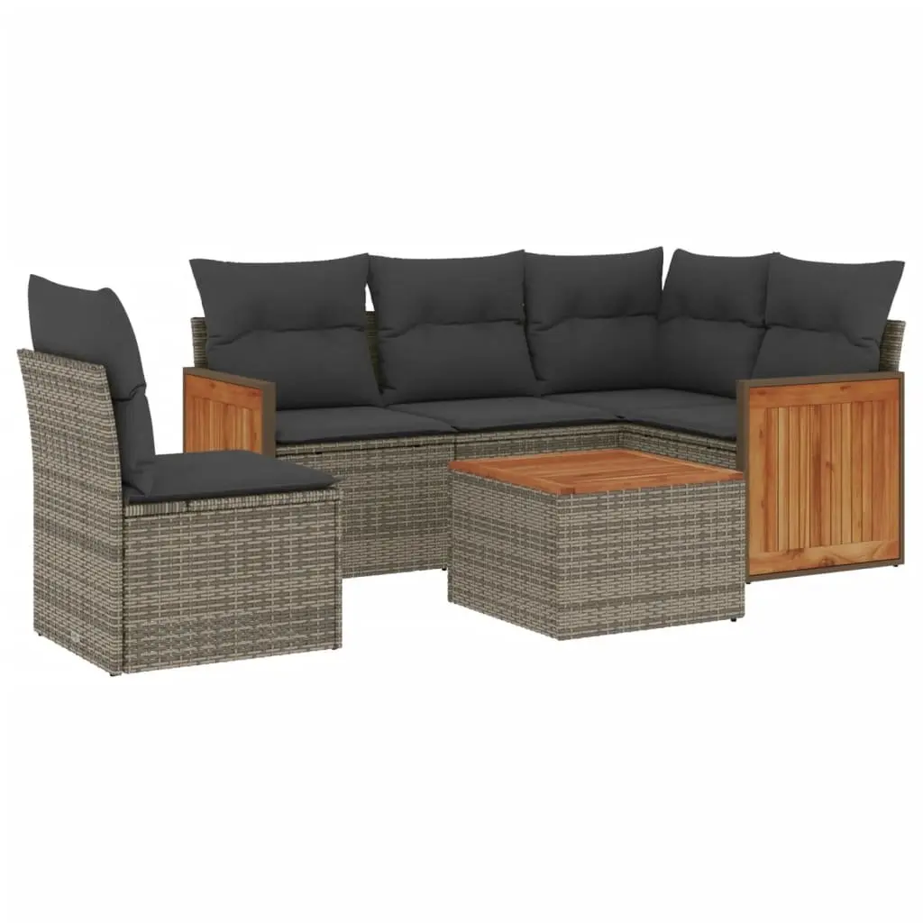Garden Sofa Set 6 Piece Outdoor Furniture Patio Grey Modular Rattan Sectional