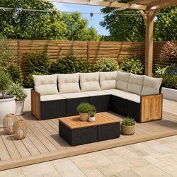 Stylish Black 6 Piece Garden Sofa Set with Storage Solutions