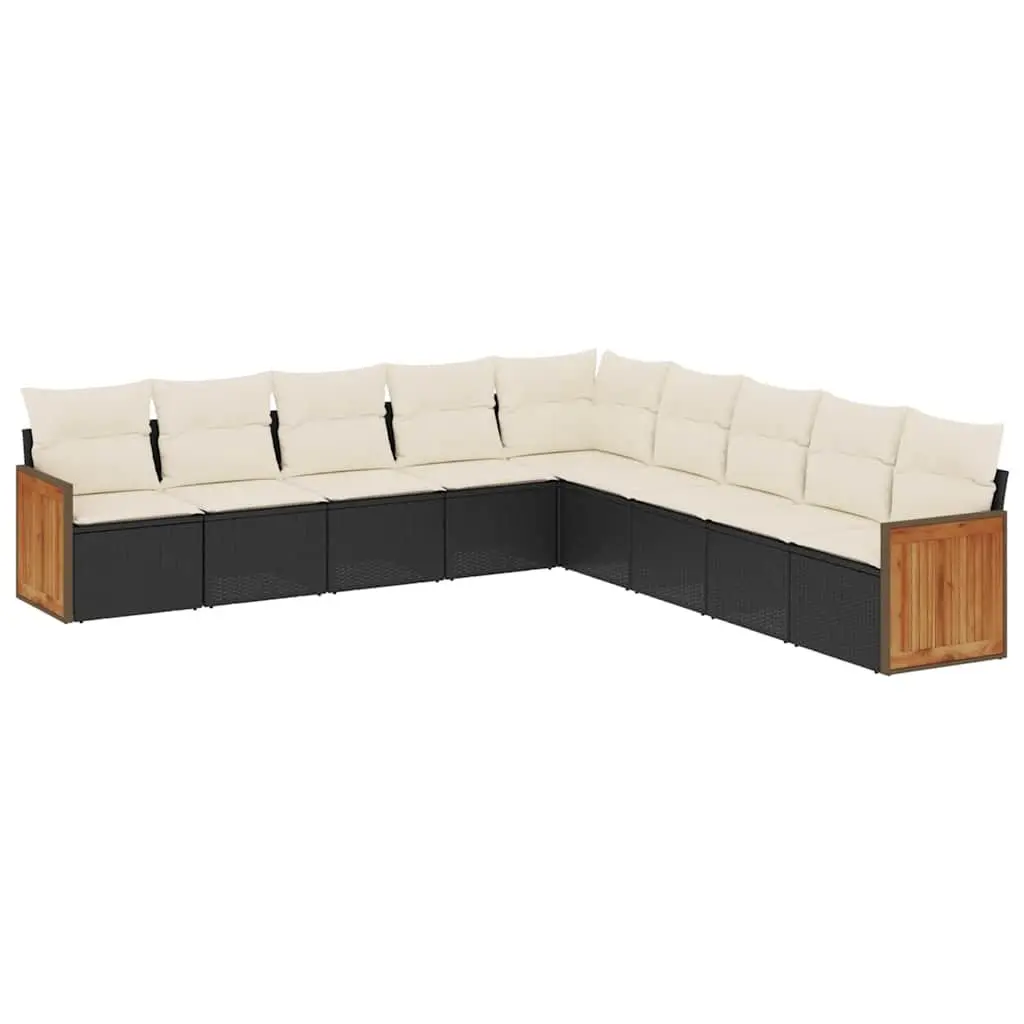 Garden Sofa Set 9 Piece Outdoor Furniture Patio Sectional Black Poly Rattan