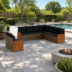 Friendly 9-Piece Grey Garden Sofa Set for Your Patio