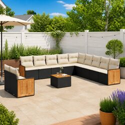 Charming Black Modular Garden Sofa Set with Storage