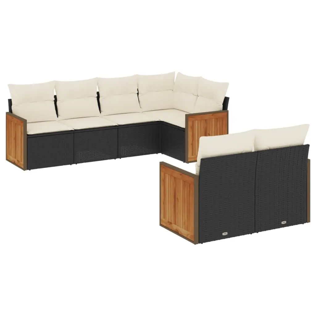 Garden Sofa Set 7 Piece Outdoor Furniture Patio Lounge Black Poly Rattan Modular