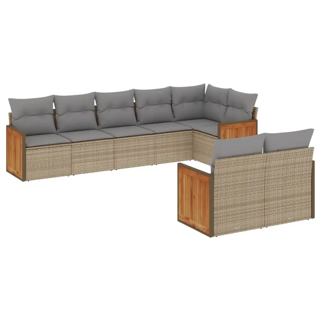Garden Sofa Set 8 Piece Outdoor Furniture Lounge Beige Poly Rattan Modular