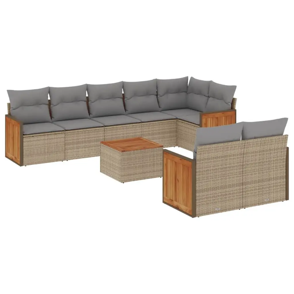 Modular Outdoor Garden Sofa Set 9 Piece PE Rattan with Storage Cushions