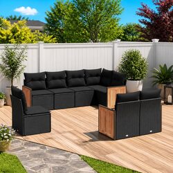 8 Piece Outdoor Black Rattan Sofa Set for Your Home