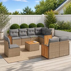Beige 9 Piece Garden Sofa Set with Modular Design