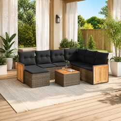 8 Piece Garden Sofa Set Grey Poly Rattan Outdoor Furniture Patio Lounge Cushions