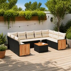 Friendly 10-Piece Outdoor Sofa Set – Black Rattan Style