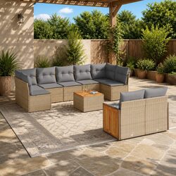 Modern 10 Piece Garden Sofa Set with Cushions and Storage