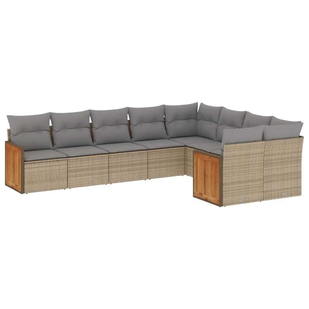Garden Sofa Set 9 Piece Outdoor Furniture Beige Patio Lounge Seating Modular