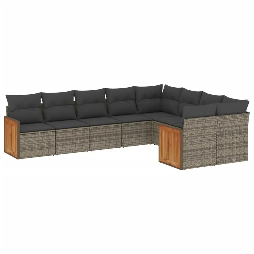 Garden Sofa Set 9 Piece Outdoor Furniture Patio Grey Poly Rattan Modular