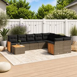 10-Piece Garden Sofa Set in Grey with Cushions for Comfort