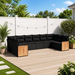 Your New Favorite 10-Piece Black Rattan Sofa Set