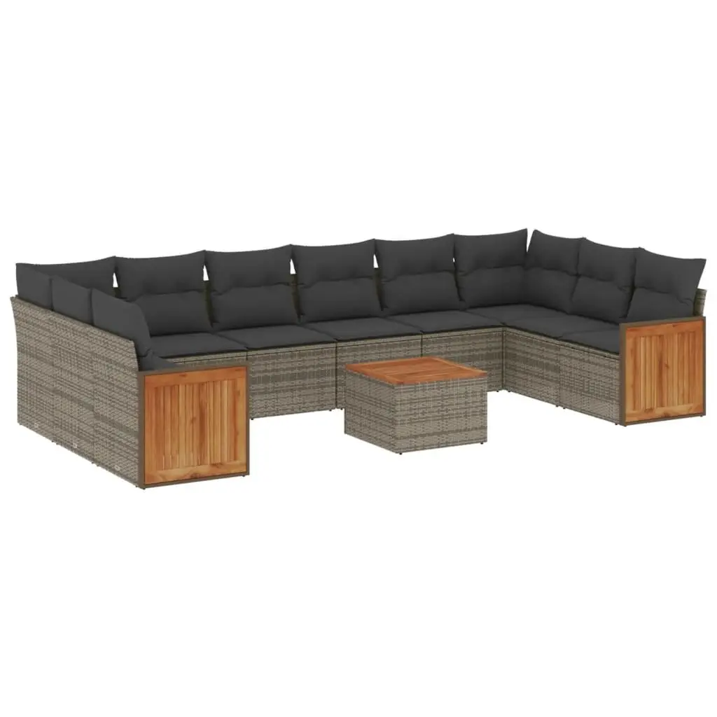 Garden Sofa Set 11 Piece Outdoor Furniture Grey Poly Rattan Modular Patio Lounge