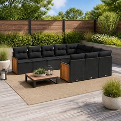 Garden Sofa Set 10 Piece Outdoor Furniture Patio Sectional Black Modular