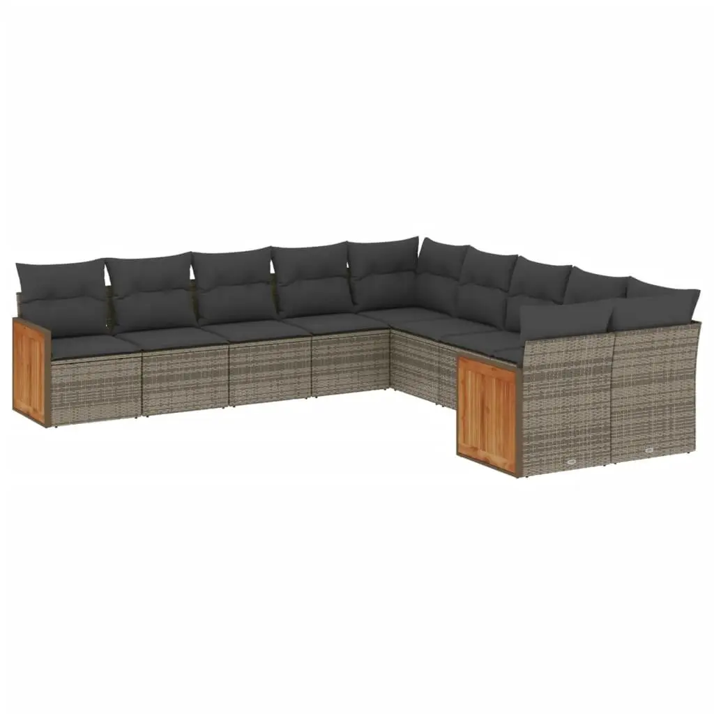 Garden Sofa Set 10 Piece Outdoor Furniture Patio Seating Grey Poly Rattan