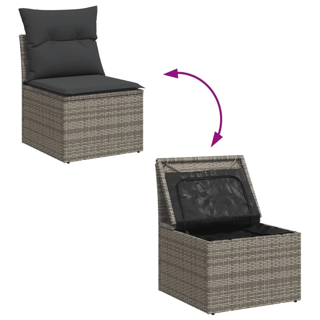 Garden Sofa Set 11 Piece Outdoor Furniture Patio Grey Rattan Cushions Storage