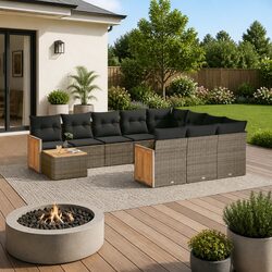 11-Piece Grey Garden Sofa Set for Relaxation