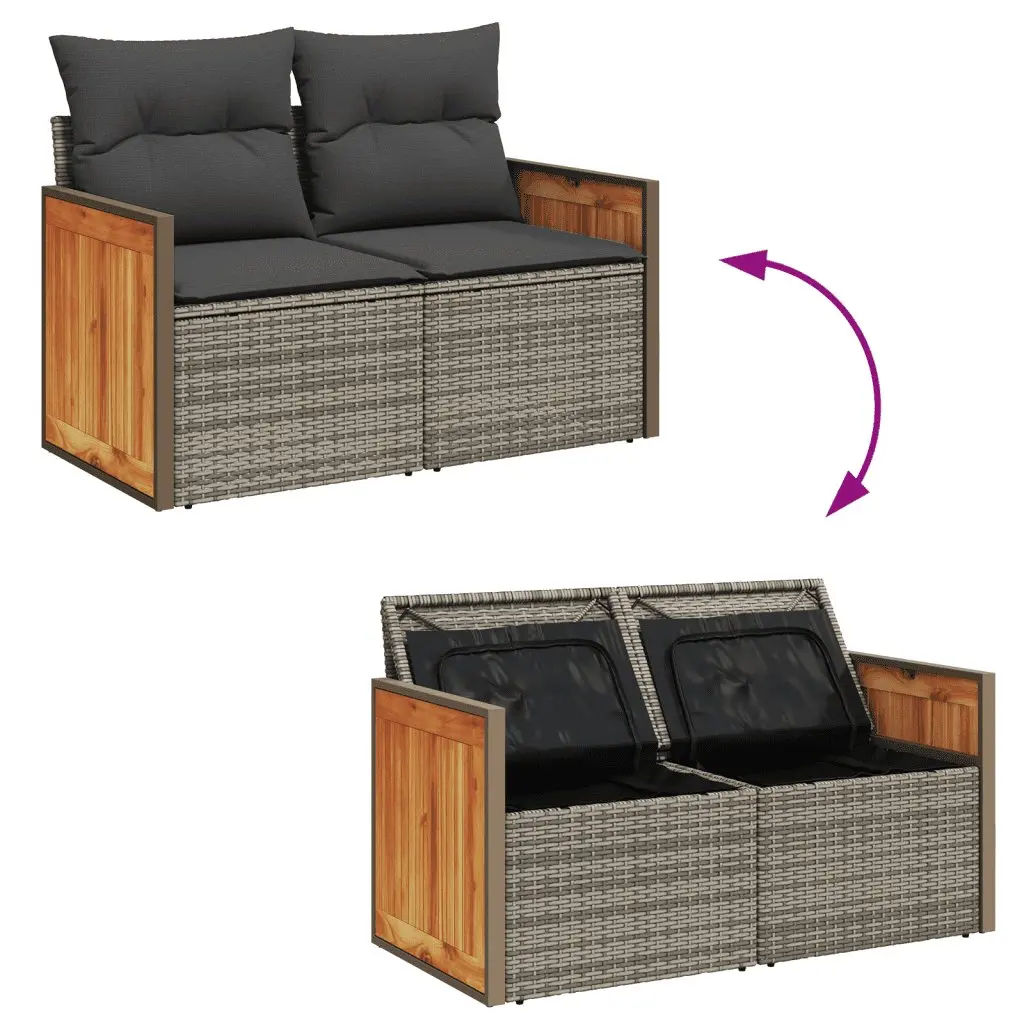 Garden Sofa Set Modular Grey 9 Piece Outdoor Furniture