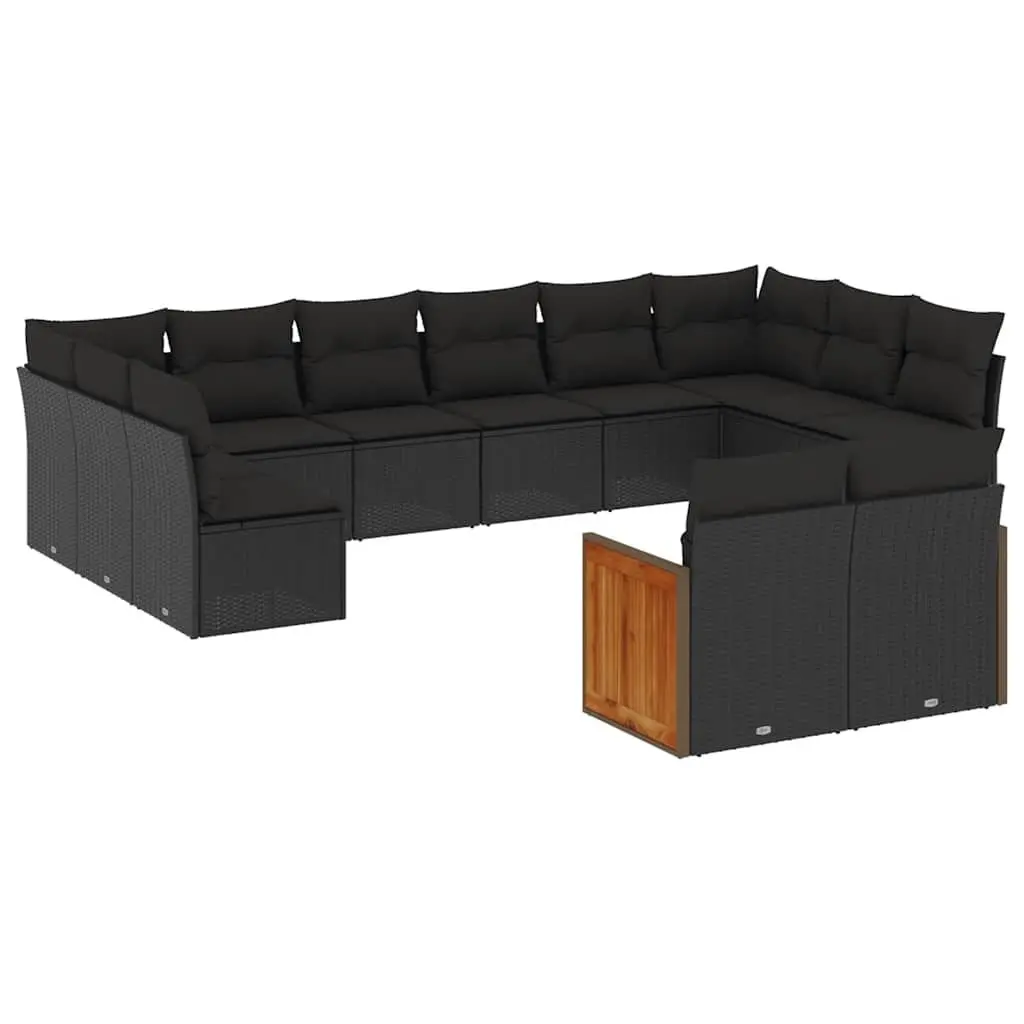 Garden Sofa Set 12 Piece Outdoor Furniture Patio Lounge Black Poly Rattan