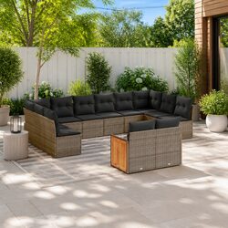Friendly 12 Piece Garden Sofa Set in Grey for You