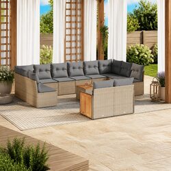Outdoor Garden Sofa Set 13 Piece Modular Patio Furniture with Storage Beige