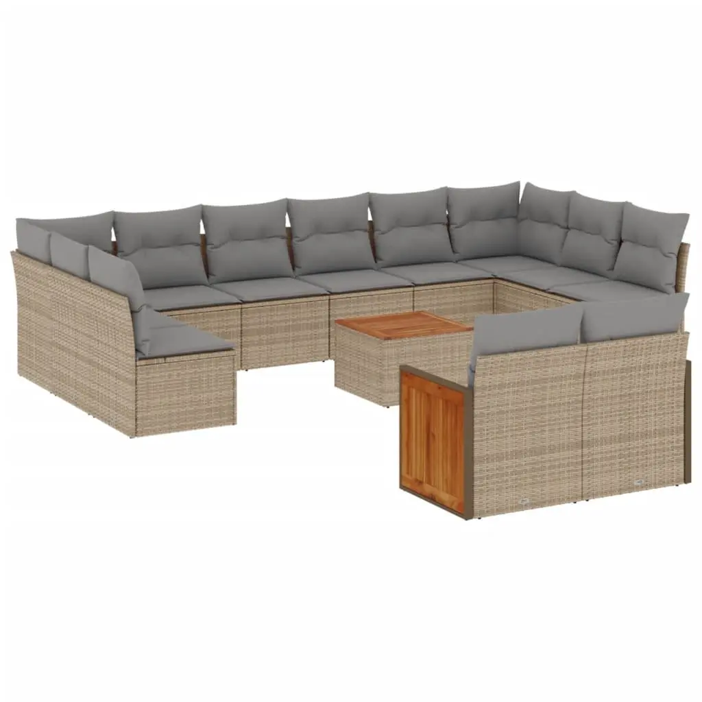 Outdoor Garden Sofa Set 13 Piece Modular Patio Furniture with Storage Beige
