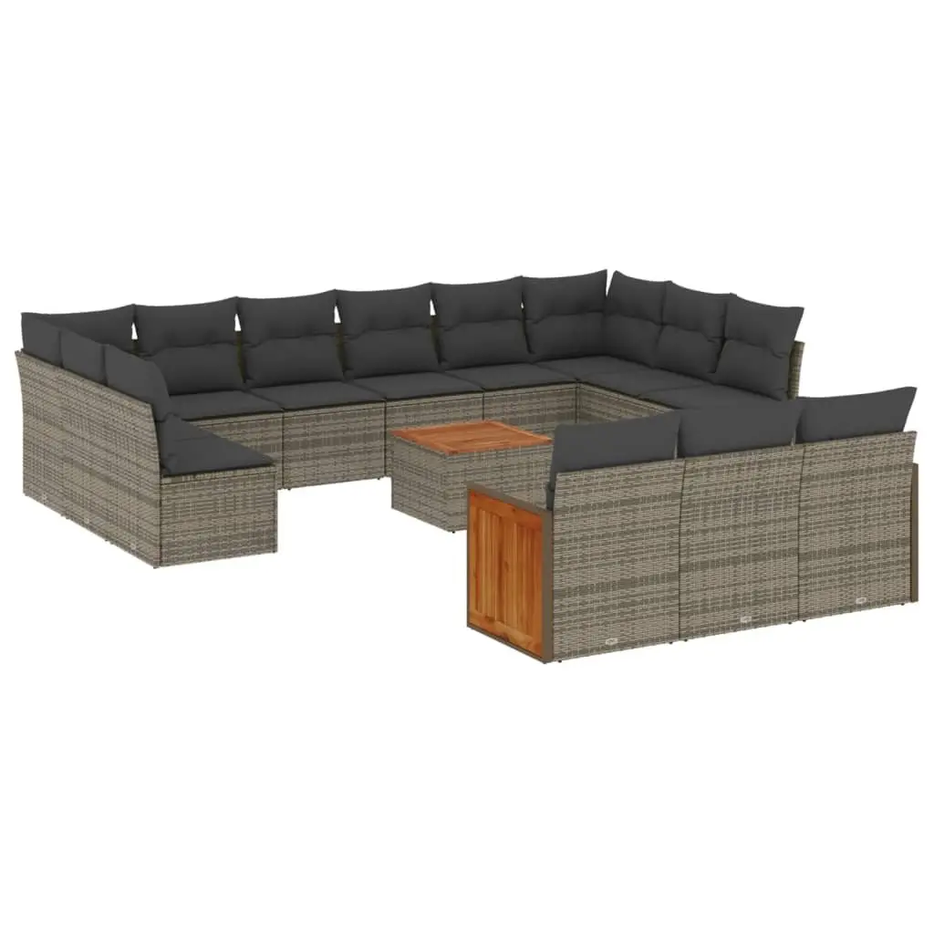 Garden Sofa Set 14 Piece Outdoor Furniture Grey Poly Rattan Patio Lounge