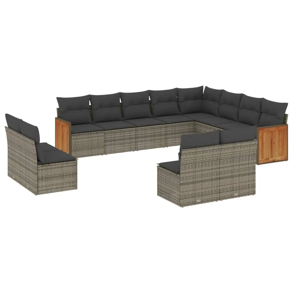 Garden Sofa Set 12 Piece Outdoor Furniture Patio Grey Poly Rattan Modular