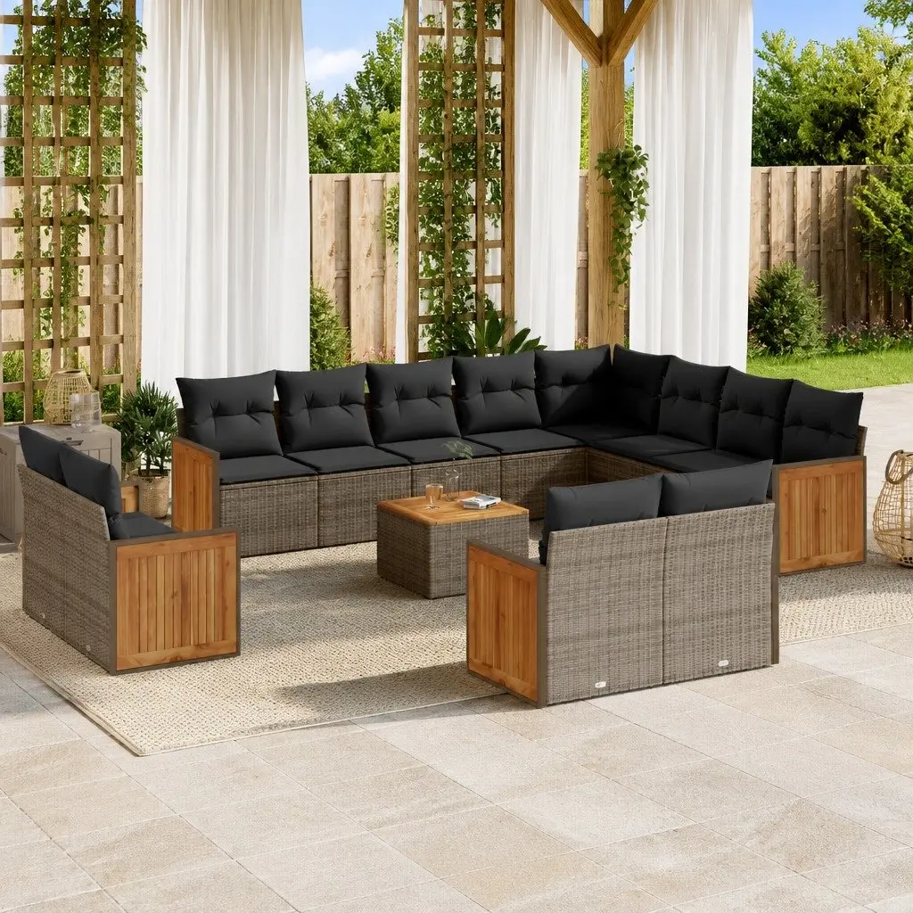 Garden Sofa Set 13 Piece Outdoor Furniture Grey Poly Rattan Patio Modular