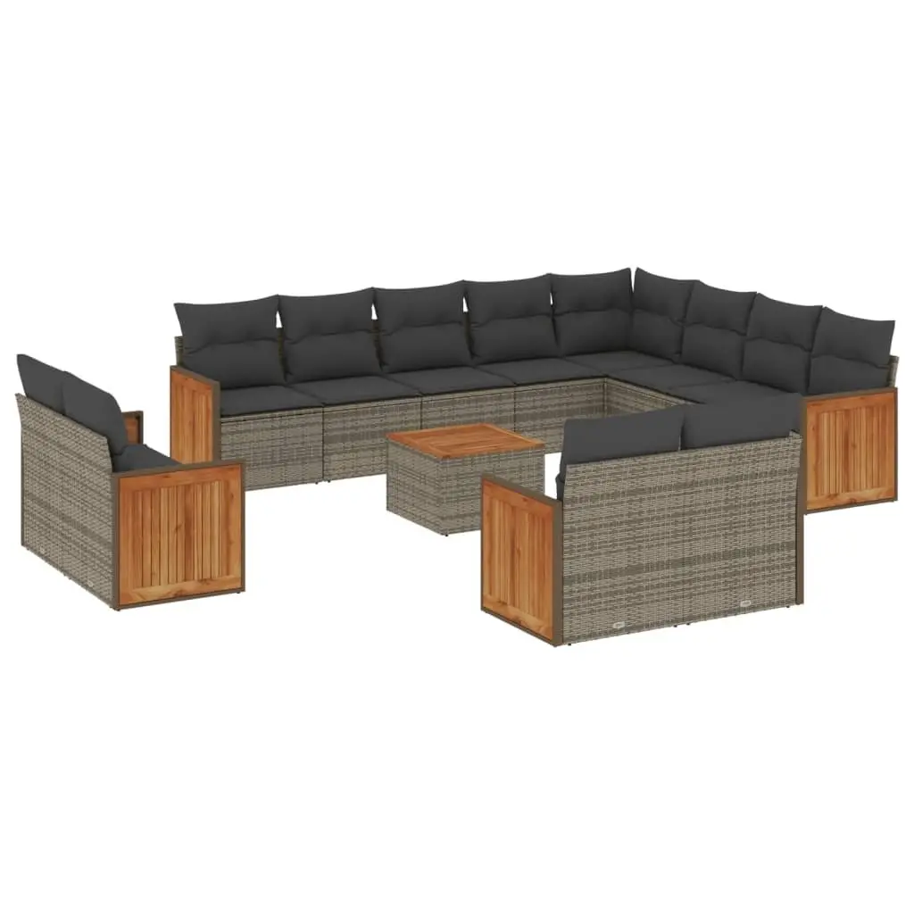 Garden Sofa Set 13 Piece Outdoor Furniture Grey Poly Rattan Patio Modular