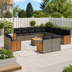 Friendly 14-Piece Grey Rattan Outdoor Sofa Set