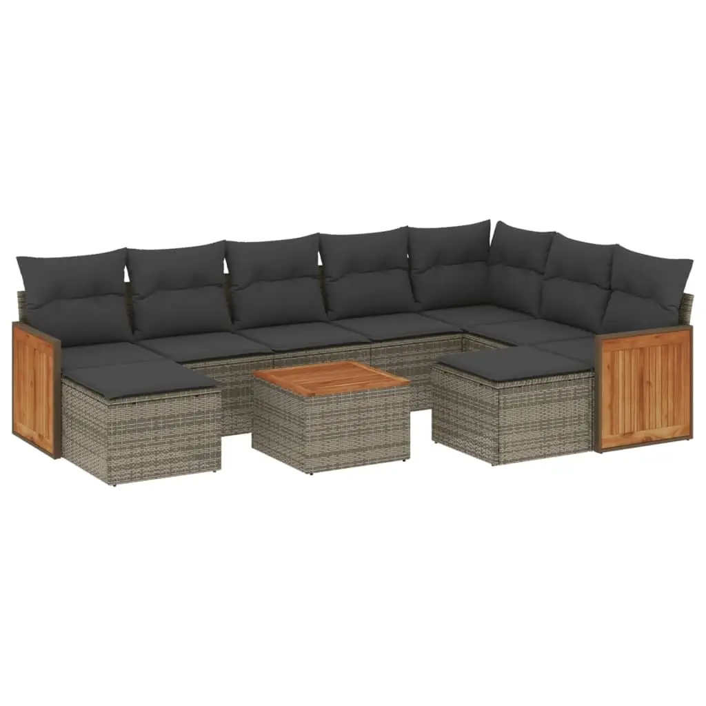 Garden Sofa Set 10 Piece Outdoor Furniture Grey Poly Rattan Modular Patio