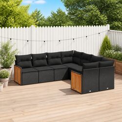 Garden Sofa Set 8 Piece Outdoor Furniture Black Poly Rattan Modular Patio Lounge