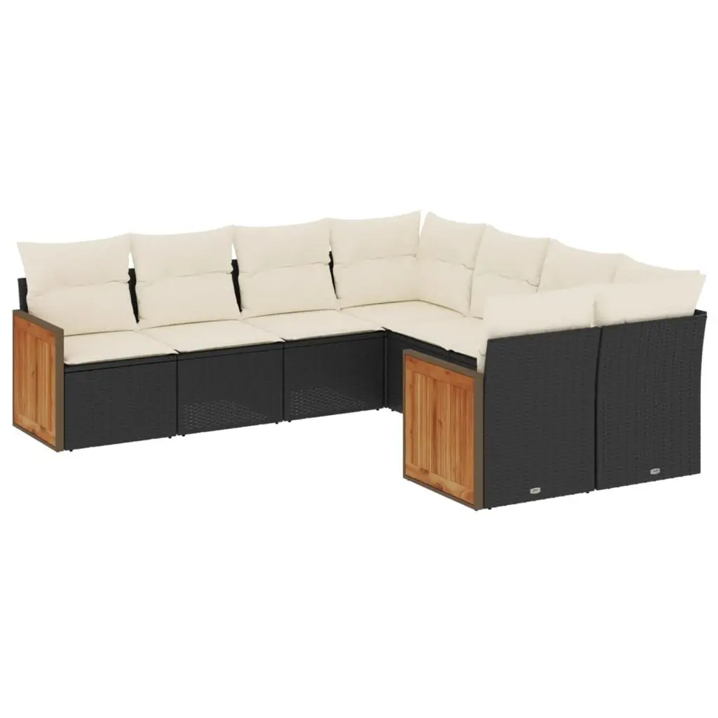 Garden Sofa Set 8 Piece Outdoor Furniture Patio Sectional Black Poly Rattan