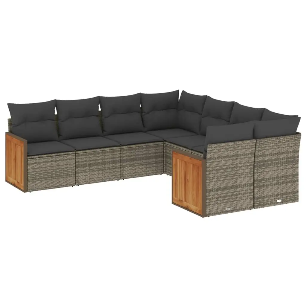 Garden Sofa Set 8 Piece Outdoor Furniture Patio Lounge Grey Poly Rattan Modular