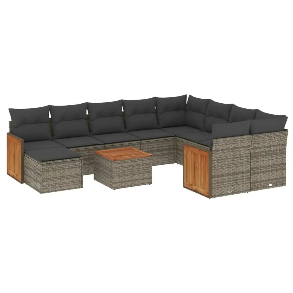 Garden Sofa Set 11 Piece Outdoor Furniture Grey Rattan Patio Lounge Modular