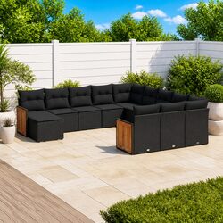 Garden Sofa Set 12 Piece Outdoor Furniture Patio Seating Black Modular