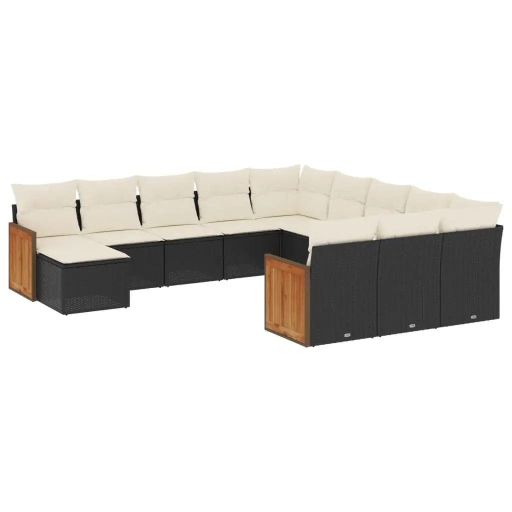 12 Piece Modular Black Poly Rattan Outdoor Sofa Set Garden Furniture