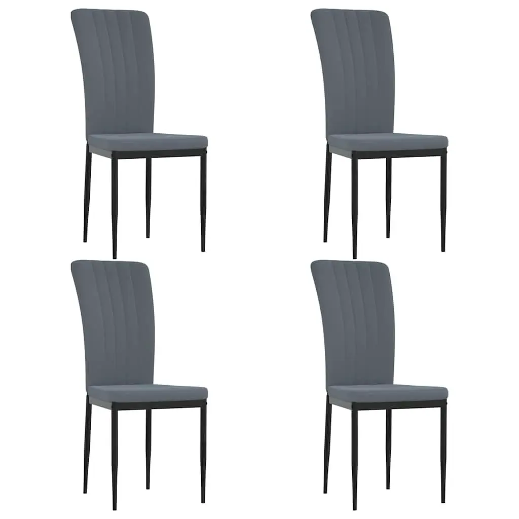 Dining Chairs Grey Velvet Padded Backrest Iron Frame Set of 4