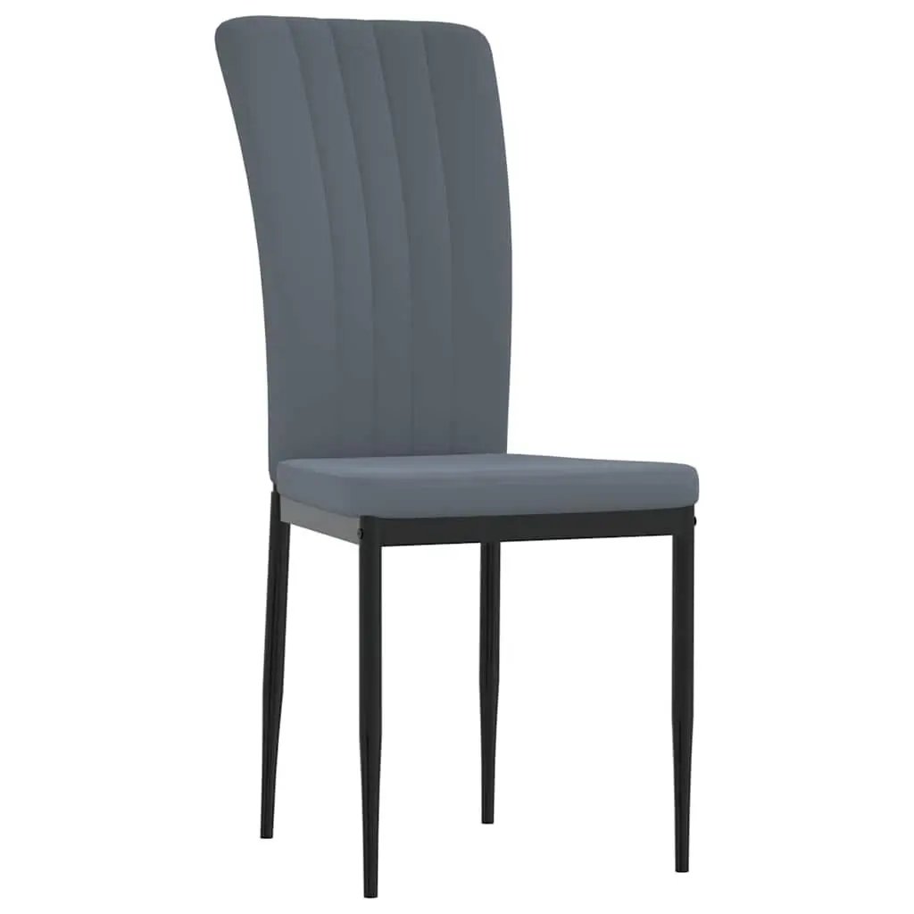 Dining Chairs Grey Velvet Padded Backrest Iron Frame Set of 4