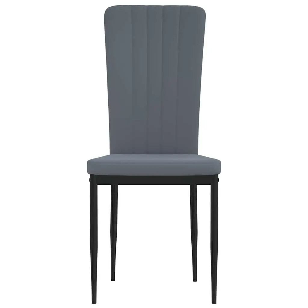 Dining Chairs Grey Velvet Padded Backrest Iron Frame Set of 4