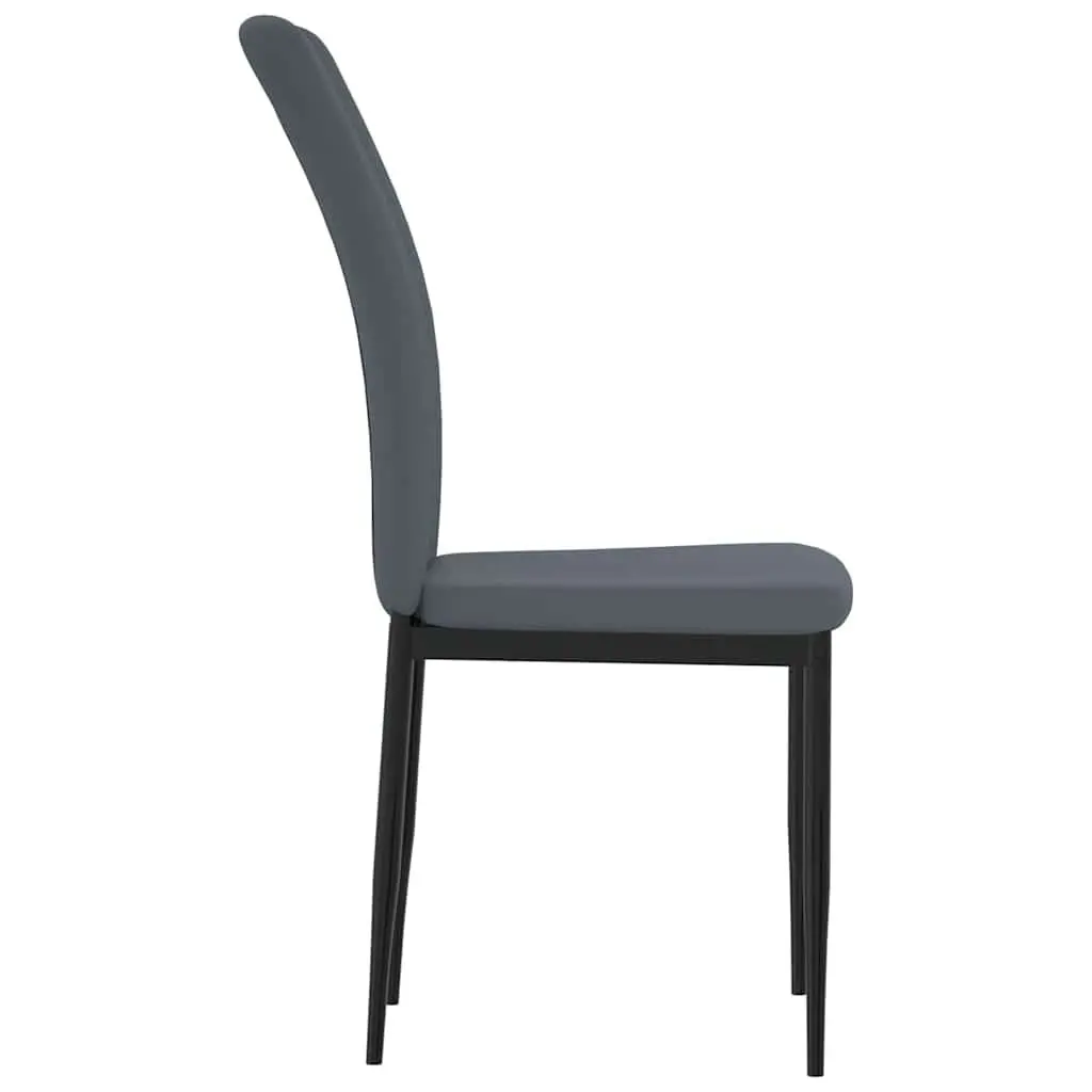 Dining Chairs Grey Velvet Padded Backrest Iron Frame Set of 4
