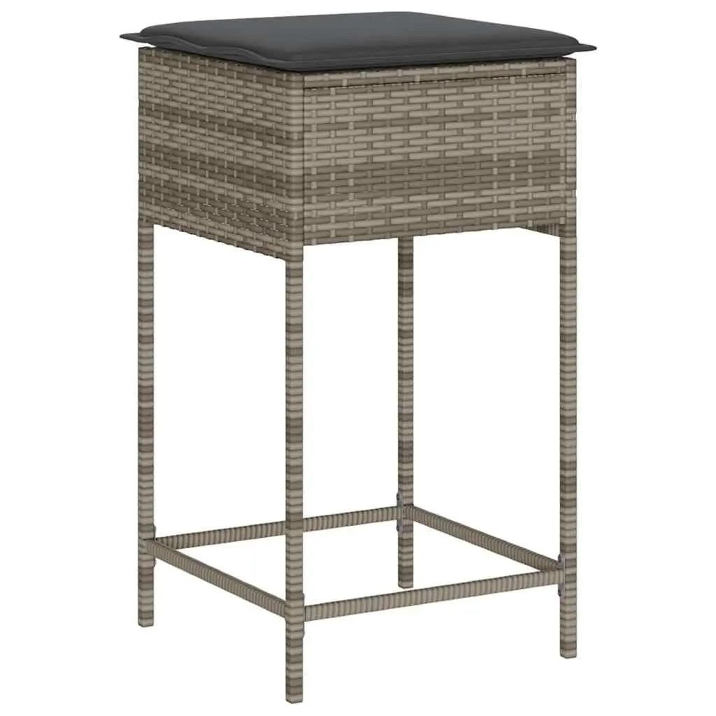 Garden Bar Set 5 Piece with Cushions Grey Outdoor Patio Furniture