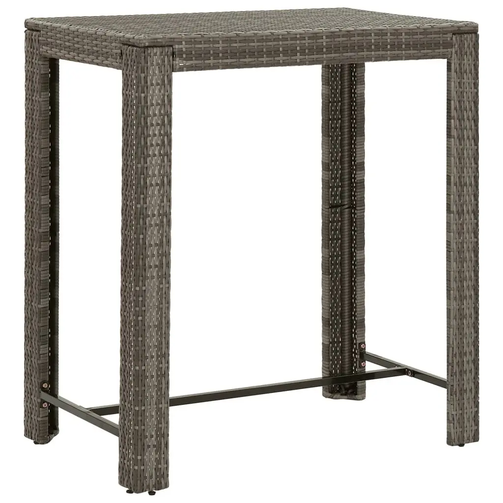 Garden Bar Set 5 Piece Grey Poly Rattan Outdoor Furniture with Cushions