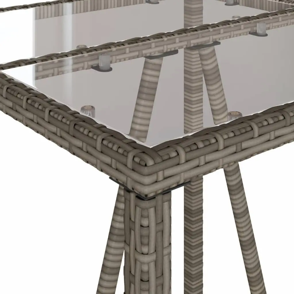 3 Piece Garden Bar Set Grey Outdoor Furniture Patio Dining Table with Cushions