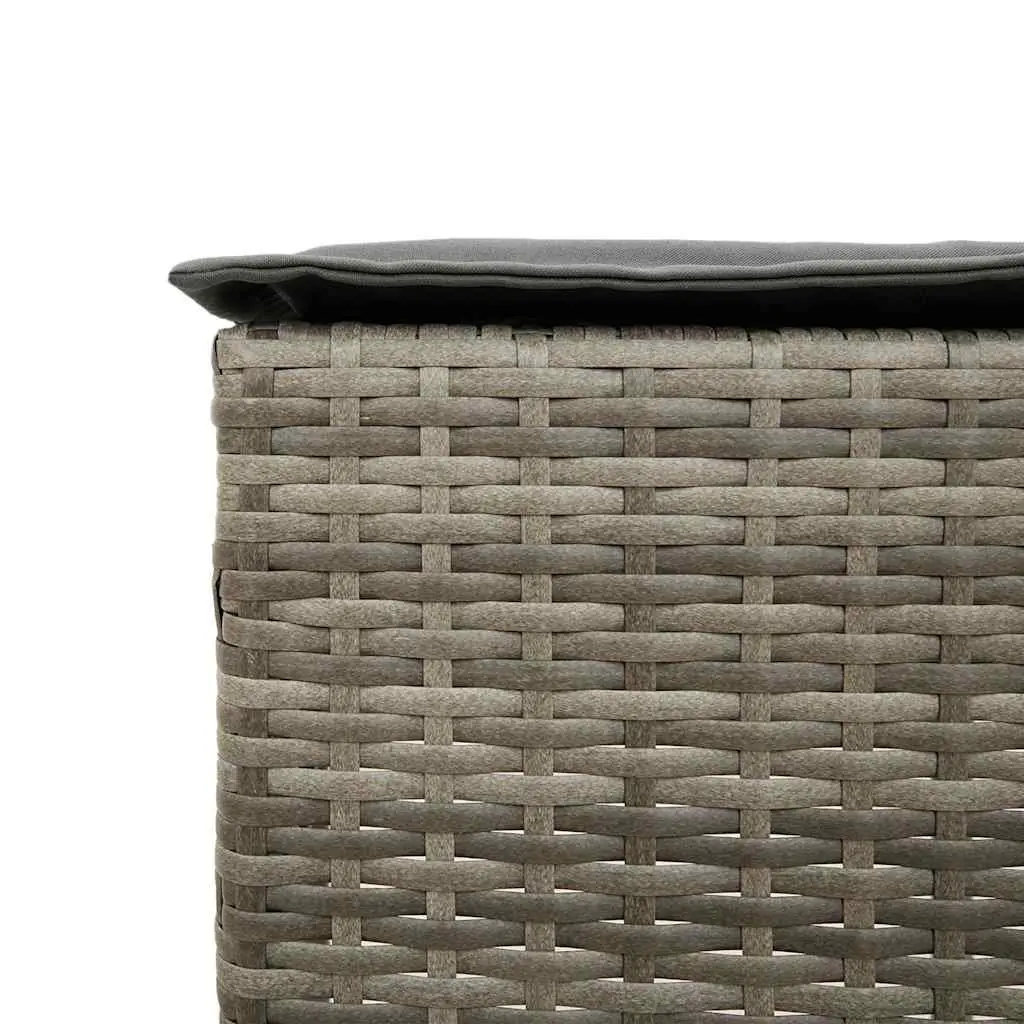 Garden Bar Set 3 Piece Grey Poly Rattan Outdoor Furniture with Cushions