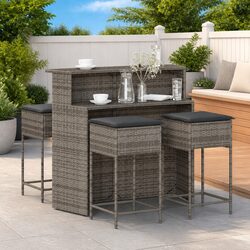Friendly 5 Piece Garden Bar Set with Comfortable Cushions