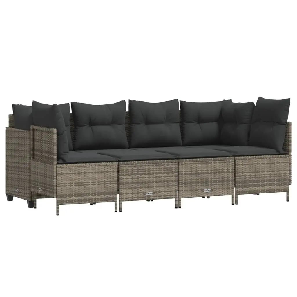 5 Piece Garden Sofa Set Grey Cushions Outdoor Patio Furniture Rattan