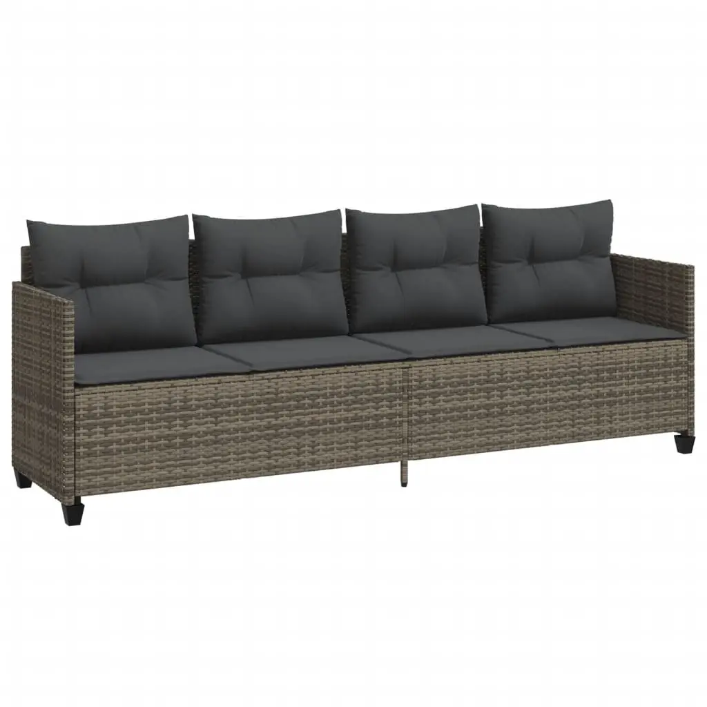 5 Piece Garden Sofa Set Grey Cushions Outdoor Patio Furniture Rattan